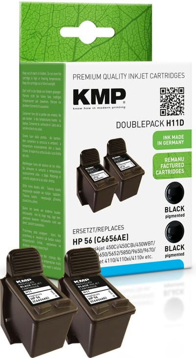 KMP Inkt vervangt HP 56 Compatibel 2-pack Zwart H11D 0995,4021