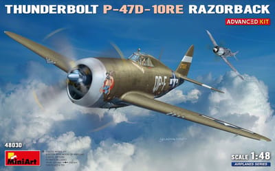 MiniArt Modelbouwpakket Vliegtuigen - 48030 Republic P-47D-10RE Thunderbolt Razorback - Advanced Kit - WWII Amerikaans Jachtvliegtuig Plastic - 1:48 - Modelbouw