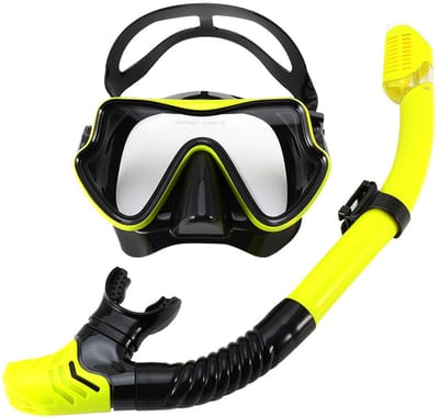 Snorkelmasker - Volwassene - Zwarte snorkelset - Volwassene, één maat - Volledig gezichtsduikmasker - Snorkelbril met snorkel - Snorkelen en duiken