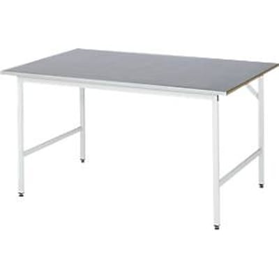Rau werktafel Jerry, handmatig in hoogte verstelbaar, 25 mm MDF-plaat met plaatstalen bekleding, tot 300 kg, B 1500 x D 1000 x H 800-850 mm, zilver/grijs
