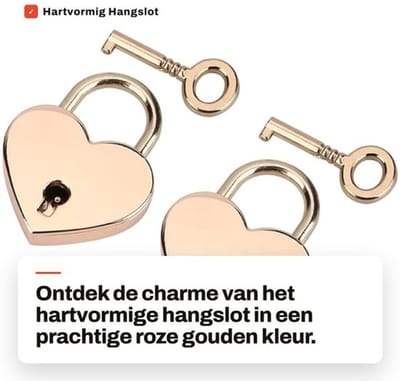 Hartslot Hoogwaardige Metaal - Hangslot met Sleutel - Set van 2 - Voor Koffer/Journaal/Sieradenbox - Duurzaam en Mooi