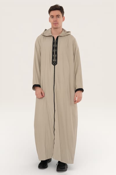Heren grijze Eid Marokkaanse Thobe Robe Djellaba Gandoura Ramadan Jubba LFS-HM3