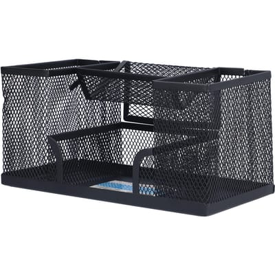 Pennenhouder Metaal Rechthoekig Rooster Potloodcontainer Zwart Bureau Opbergdoos voor Kantoor black