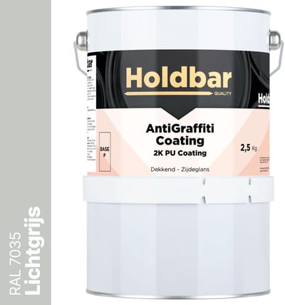 Holdbar Anti Graffiti Coating Lichtgrijs (RAL 7035) 2,5 Kg - Maakt Graffiti verwijderbaar - Graffiti Verwijderen - In Alle Kleuren - Voor Steen, Beton, Hout, Metaal en Tegels