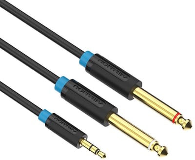 Solidchoice - Audio Kabel 3.5mm naar Dual Plug 6.35mm voor Mixer en Recorder