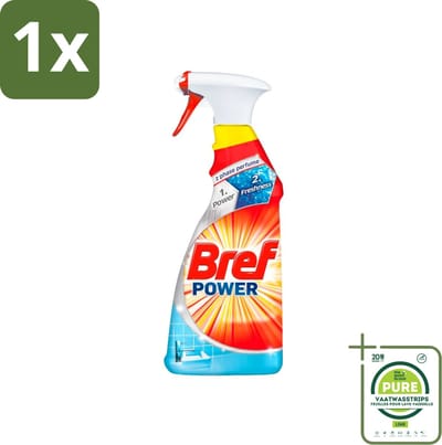 1 x Bref Power - Badkamerreiniger - Spray - Anti-Kalk & Vuil - Fris - 750 ml - Kalkreiniging - Vuil Verwijderen - Badkamerschoonmaak - Schoonmaakproduct - Douche Schoonmaken