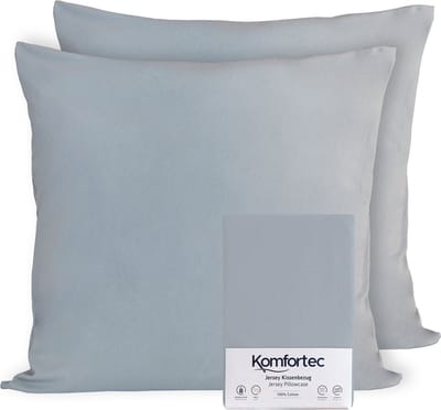 Komfortec Set van 2 Premium Jersey Kussenslopen 40x40 cm - Superzachte Kussenhoes – 100% Katoen – 150 g/m² - Grijs