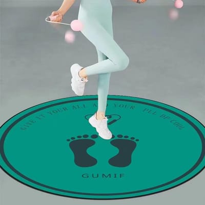 Tapis de sol circulaire pour corde à sauter, tapis d'exercice de saut, tapis de fitness d'intérieur, tapis de yoga, épais, antidérapant, coussin de sport 100x100cm white