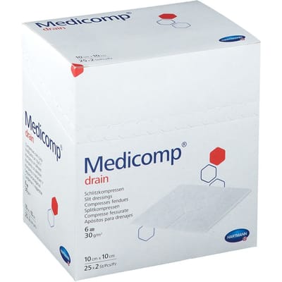 Hartmann Medicomp Drain Steriel Kompres 6 Lagen 10 x 10cm 421535 50 Compressen