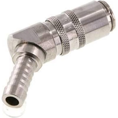 RVS DN 6 Tempereerkoppeling Snelkoppeling 9 mm Slangpilaar Dubbele afsluiting 45-deg