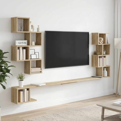 vidaXL - Wandgemonteerd - TV - Rek - Sonoma - Eiken - 200 - x - 15 - x - 94 - cm
