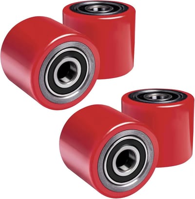 Set van 4 Stevige Polyurethaan Hefwielen 80x60mm met Kogellagers - Geschikt voor Lifters en Transportkarren, Max. Belasting 550 kg