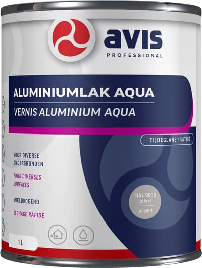 Avis Aqua Aluminium - RAL 9006 - 1 Liter - Verfbenodigdheden