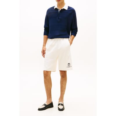 Tommy Hilfiger Country Club Crest Sweatpants Ivory Petal Größe: M | Kurze Sporthosen Outlet | Herren | Weiß