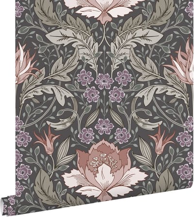 ESTAhome behang vintage bloemen in art nouveau stijl vergrijsd groen en bruin - 50 x 900 cm - 131084