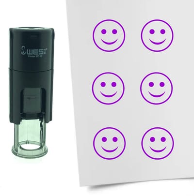 CombiCraft Stempel Smiley Gelukkig 10mm rond - Paarse inkt