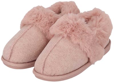 Apollo dames sloffen - instappers - roze - vilt / kunstbont - laag model - pantoffels - harde zool 37-38