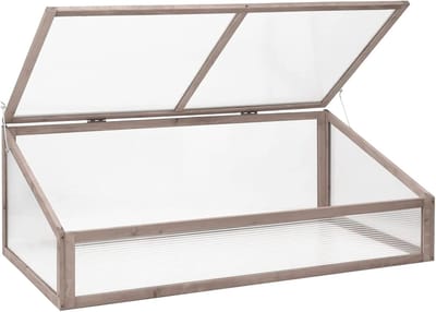 Houten Kweekkas - Plantenbak Verhoogd - Planten Beschermen - Met Deksel - 110 cm - Grijs