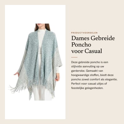 Dailygoods- Poncho Zacht en Zwaar - Dames - Casual - 1-Pack - Ontspannen Pasvorm - Perfect Cadeau - Cape