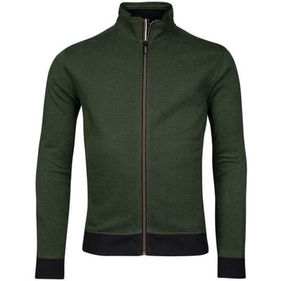Baileys Vest Yarn Dyed Jacquard Doubleface Interlock Sweat Cardigan Zip Grasgroen / male