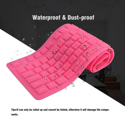 108 toetsen USB siliconen flexibel opvouwbaar toetsenbord waterdicht stofdicht USB stille toetsen voor laptop roze