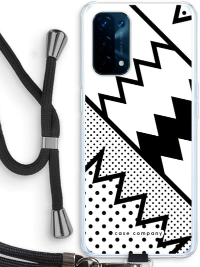Case Company® - Hoesje met koord geschikt voor Oppo A74 5G hoesje met Koord - Pop Art #5 - Telefoonhoesje met Zwart Koord - Bescherming aan alle Kanten en Over de Schermrand