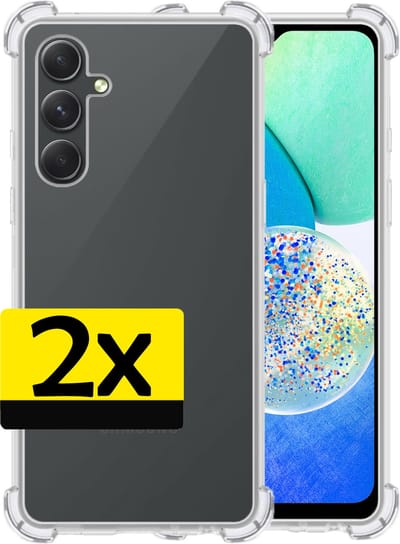 Hoesje - 2 Stuks - Geschikt voor Samsung Galaxy A14 - Sterk & Shockproof - Siliconen Case - Back Cover - Telefoon Hoes Shock Proof - Telefoonhoesjes - Transparant