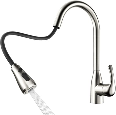 Dailygoods- Keukenkraan met Hoge Booguitlaat - Uittrekbare Sproeier - 360° Draaibaar - Roestvrij Staal - 40 cm Uittreklengte - Corrosiebestendig - Mengkraan