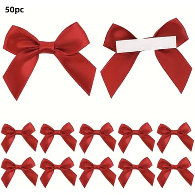 2,5-inch 50-stuks Zelfklevende Lintstrik met Lint, voor Cadeauverpakking, Dubbelzijdige Tape Voorgemaakte Lintstrik, voor het Maken van Knutsels 50pcs