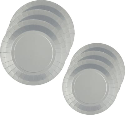 Santex Feest/verjaardag borden set - 20x stuks - zilver - 17 cm en 22 cm