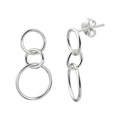 Glams oorhangers rondjes - 12 mm - Zilver