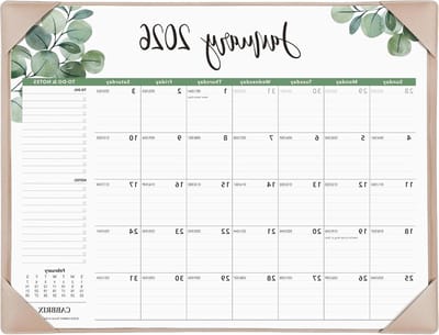 Grote bureaukalender 2025-2026 met bureauonderlegger, Cabbrix bureau-onderlegger, kalender 50 x 48 cm, loopt van juli 2025 tot december 2026 voor thuiskantoor en school, blad