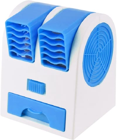 Koelventilator - Draagbaar apparaat - Huisdieren koel houden - Stille werking - 14.8 x 11.8 x 14.8 cm - Blauw