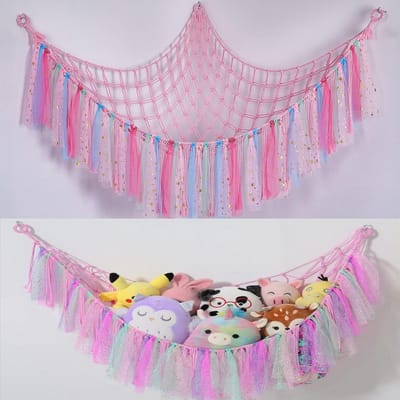 longziming -Macramé Hoekhangmat - Knuffel Hangnet - Driehoekige Muurhammock - Ruimtebesparende Oplossing - Katoen - Boho Design Met Kwasten - 1 Stuk