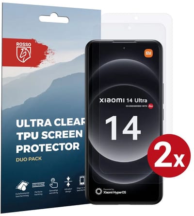 Rosso Screen Protector Geschikt voor Xiaomi 14 Ultra | Ultra Clear Duo Pack | TPU Folie | Case Friendly Beschermfolie | 2 Stuks