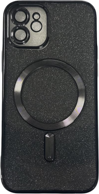 Glitter Telefoonhoesje Geschikt voor Magsafe met Camera Bescherming voor iPhone 12 - FuturiQ - Zwart