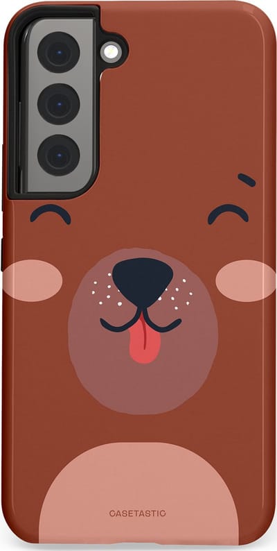 Casetastic hoesje geschikt voor Samsung Galaxy S22 - Dubbellaagse bescherming - Knuffelkopjes beer - Fashion Case - Terracotta Taupe