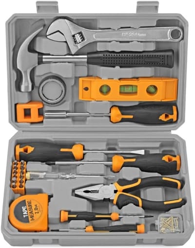 Gereedschapsset 59 Delen - Reparatieset Huishouden - Klusjes Thuis - Magnetische Koppen - Draagbare Koffer - Grijs