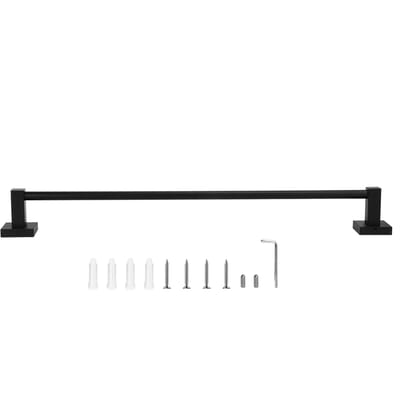 Huishoudelijk Zwart Wandhangend Ruimte Aluminium Handdoek Opbergrek Plank Hanger Badkamer Accessoire black