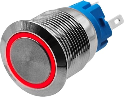 ProRide Metalen Drukschakelaar 12V ON-OFF - 19mm - Aan/uit schakelaar - Spatwaterdicht - 12V/24V - LED Indicatie Rood