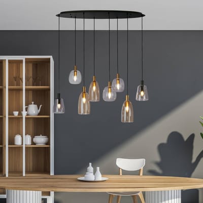 Searchlight DIVINE Pendel Hanglamp 8 Lichts Metaal Zwart