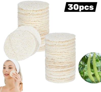 30 Loofah sponspads - Voor het verwijderen van make-up en exfoliatie - Reiniging van de huid - Voor mannen en vrouwen - Beige 6x6cm
