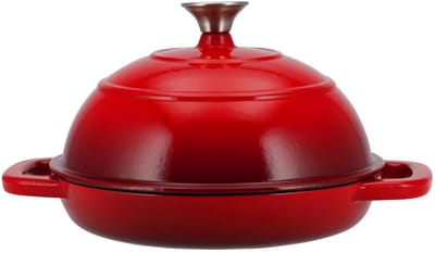 SILVERCREST Gietijzeren broodpan rond Rood - 1.6 L - geëmailleerd - Kan in de oven tot 240 °C - Werkt op alle kookplaten