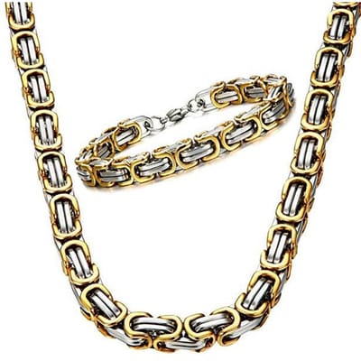4MM 5MM 6MM 8MM Roestvrij Staal Byzantijnse Kettingen Kettingen Armbanden Set Voor Mannen Vrouwen Ketting Zirkoon Cadeaus Statement USENSET 5mm beige