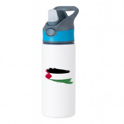 Hacebo® - Palestina vlag waterfles met rietje blauw - Palestina - mensen die liefde willen geven aan Palestina - degene die van Palestina houden - supporten - oorlog - verjaardagscadeautje - gift - geschenk - kado - water fles - 650ML