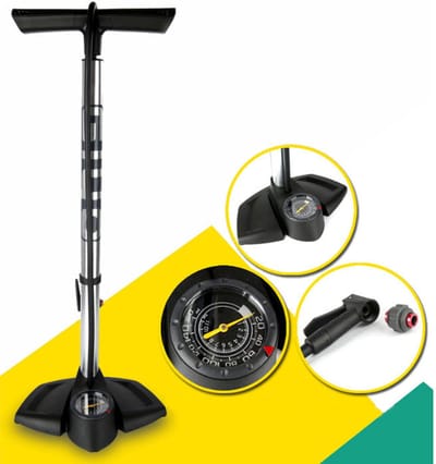 PRO Fietspomp met drukmeter - High Pressure - Fiets Vloerpomp - Incl Adapters - Fietspompen Racefiets Mtb Fiets E-Bike