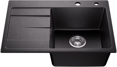 SOFETIY MAX Spoelbak Keuken 65x45CM - Spoelbak Graniet - Spoelbakken Keuken Opbouw - 80% Kwarts Zand Keuken Spoelbak - Zwart