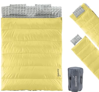 Doppelslaapzak voor 2 Personen | 3 Seizoenen Katoen deken slaapzak | 220 x 150 cm | Veranderbaar in 2 Eenpersoons slaapzakken