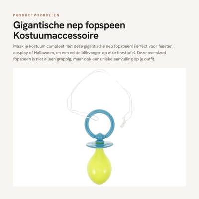 Dailygoods- Fopspeen 18,00 x 7,50 x 7,00 cm - Jumbo Fopspeen - Kostuumaccessoire - Feestaccessoire - Herbruikbaar - Veilig in gebruik - Nepfopspeen