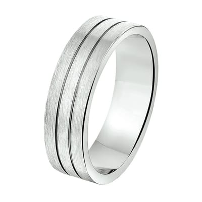 Zilver Gerhodineerde Ring A207 - 6 mm - zonder cz 1315243 20.00 mm (63)